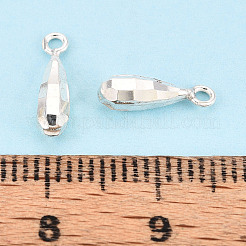 925スターリングシルバーチャーム  多面カット  ティアドロップ  銀  11x3mm  穴：1.2~1.4mm&nbsp;STER-N017-03S