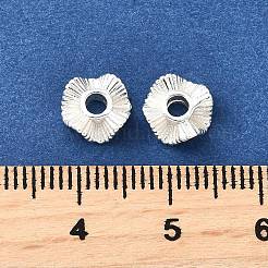 真鍮製スペーサービーズ  ウェーブの折り目  925銀メッキ  8x3mm  穴：2mm&nbsp;KK-B135-05B-S