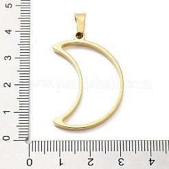304ステンレススチールオープンバックベゼルペンダント  UVレジンDIY用  エポキシ樹脂  18KGP本金メッキ  ムーン  35x25x3mm  穴：8x4mm&nbsp;STAS-Z091-05G-08