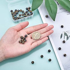 天然な黒曜石の丸い彫刻が施されたオムマニパドメハムビーズ連売りを刻ん  8mm  穴：1mm  約47~49個/連  15インチ  1連 /箱&nbsp;G-OC0001-35
