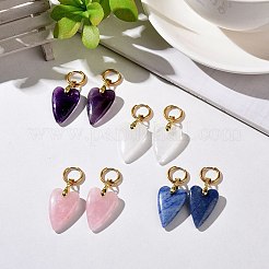 女性用ハートジェムストーンダングルフープピアス  304ステンレススチール製ハギーフープピアス  50mm  ピン：0.9mm&nbsp;EJEW-JE05101