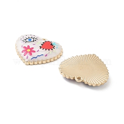 メッキ合金エナメルチャームラック  樹脂と  ナザールボンジュウと花のチャームが付いたハート  カドミウムフリー＆ニッケルフリー＆鉛フリー  ゴールドカラー  カラフル  21x25x3.5mm  穴：1.6mm&nbsp;FIND-C050-13G-03
