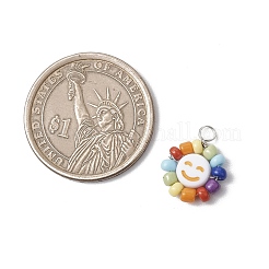 アクリル、ガラス、銅のペンダント  顔の形  プラチナ  16~17x12.5~13.5x3.5~4mm  穴：2.5~3mm&nbsp;PALLOY-JF03892-01