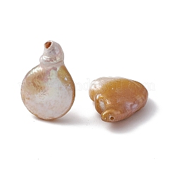 バロック天然ケシパールビーズ  ヒョウタン  貝殻色  17.5~19x12~14x5~6mm  穴：0.7mm&nbsp;PEAR-N020-L26