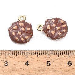 合金エナメルチャーム  クッキーチャーム  ゴールドカラー  サドルブラウン  15x12x3.5mm  穴：1.4mm&nbsp;AL-CBAC5EF-09G-02