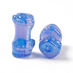UVメッキレインボー虹色アクリルビーズ  竹の棒  藤紫色  24.5x13x11.5mm  穴：3mm&nbsp;PACR-M003-06E