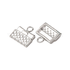 304ステンレススチールチャーム  ステンレス鋼色  バッグ  9.5x9.5x1.8mm  穴：1.8mm&nbsp;STAS-Z167-02P-09
