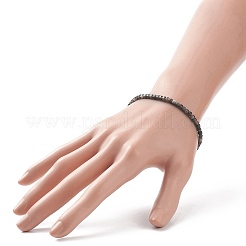 女性のための天然な銀色の光沢のある黒曜石のキューブ ビーズ ストレッチ ブレスレット  内径：2-3/8インチ（6cm）&nbsp;BJEW-JB08976-03