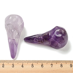 天然石アメジストペンダント  鳥の頭蓋骨のチャーム  47~49x20~22x20~22mm  穴：2~2.5mm&nbsp;G-M417-06I