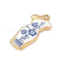 304ステンレススチールエナメルペンダント  花柄  イオンプレーティング（ip）  ゴールドカラー  服のチャーム  23x10x2.5mm  穴：1.3mm&nbsp;SA-CBA800D-01D-G