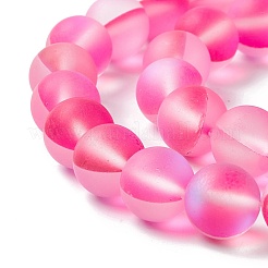 合成ムーンストーンビーズ連売り  艶消し  ラウンド  濃いピンク  10mm  穴：1mm  約38~40個/連  14.96''~15.16''（38~38.5センチメートル）&nbsp;G-E573-01C-05