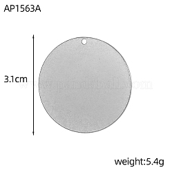 304ステンレスペンダント  空白のフラットラウンドいチャーム  ステンレス鋼色  31x31mm  穴：1mm&nbsp;STAS-OY013-6P