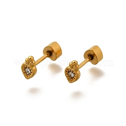 イオンプレーティング（IP）304ステンレススチールニンジンスタッドピアス  ラインストーン付き  14KGP本金メッキ  クリスタル  6x4mm&nbsp;EJEW-A118-20G-02