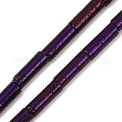 電気メッキされた天然溶岩岩ビーズ連売り  コラム  パープルメッキ  9x3mm  穴：1mm  約43個/連  15.75''（40センチメートル）&nbsp;G-K388-03A-10