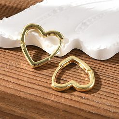 真鍮huggieフープピアス  長持ちメッキ  ハート  18KGP本金メッキ  16.5x16x2mm  ピン：1mm&nbsp;EJEW-F245-05G