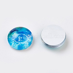 蓄光星座模様ガラスカボション  半円/ドーム  ディープスカイブルー  12x4mm&nbsp;X-GGLA-WH0001-02