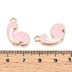 合金ペンダント  エナメル  カドミウムフリー＆鉛フリー  ライトゴールド  恐竜  ピンク  19x16x1.5mm  穴：2mm&nbsp;ENAM-S119-075C-RS
