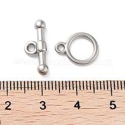 変色しない304ステンレススチールリングトグル留め具  ステンレス鋼色  13x10x1.5mm  穴：1.6mm  バー：7x17x3.5mm  穴：1.8mm&nbsp;X-STAS-A092-09G-P