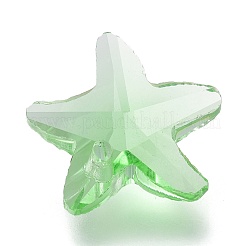 カット加工ガラスチャーム  ヒトデ  薄緑  14x15x7mm  穴：1.4mm&nbsp;GLAA-H101-A-01