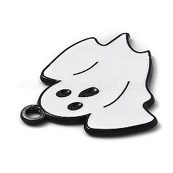 合金エナメルチャーム  ハロウィン用  ゴースト  電気泳動黒  ホワイト  26.5x23x1.2mm  穴：1.8mm&nbsp;LS-X-ENAM-Z001-06EB-01