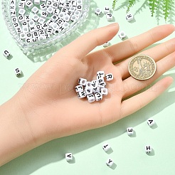 アクリル横穴レタービーズ  エナメル  キューブ  文字L  6x6x6mm  穴：3.2mm&nbsp;OACR-YW0002-08