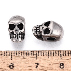 ハロウィン 304 ステンレス ビーズ  スカル  アンティークシルバー  13x7x7mm  穴：2.5mm&nbsp;STAS-T072-118AS
