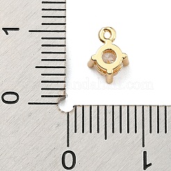 真鍮製マイクロパヴェキュービックジルコニアチャーム  ゴールドカラー  7x5.5x4mm  穴：1mm&nbsp;LS-KK-C057-01G