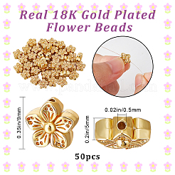 長持ちするメッキ50個  合金ビーズ  花  18KGP本金メッキ  9x5mm  穴：0.5mm&nbsp;FIND-BBC0002-71