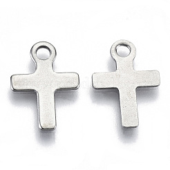 変色しない201ステンレススチールの小さなクロスチャーム  レーザー切断  ステンレス鋼色  14x10x0.8mm  穴：1.8mm&nbsp;STAS-R116-080
