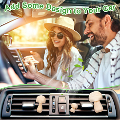3個の木製エアベントクリップ  磁気フェロマンガン鉄とプラスチック製クリップ付き  レモンシフォン  18~76x24~51mm&nbsp;JEWB-AB00031