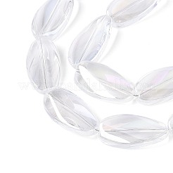 電気メッキ透明ガラスビーズ連売り  ティアドロップ  ミックスカラー  26x13x5.5~7mm  穴：1.5mm  約30個/連  30.12~30.51インチ（76.5~77.5cm）&nbsp;EGLA-N055-02