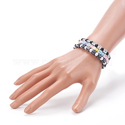 アクリルストレッチビーズブレスレットセット  式のある立方体  ミックスカラー  内径：2-1/8インチ（5.5cm）  3個/セット&nbsp;BJEW-JB06115