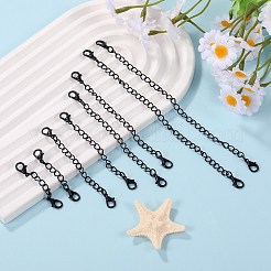 4 スタイルの鉄チェーンエクステンダー  亜鉛合金のカニカン付きエンドチェーン  ブラック  49~152mm  4個/スタイル&nbsp;FIND-SZ0003-75A