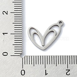 変色しない304ステンレススチールペンダント  レーザー切断  ハートチャーム  ステンレス鋼色  17x12x1mm  穴：1mm&nbsp;STAS-C097-18P