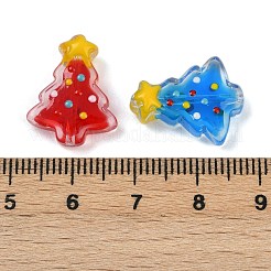 透明なガラスエナメルビーズ  クリスマスツリー  ミックスカラー  18x15x7mm  穴：1.2mm&nbsp;LAMP-S070-05A