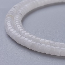 天然石ホワイトジェイドビーズ連売り  ヒシビーズ  フラットラウンド/ディスク  4~4.5x2.5mm  穴：0.7mm  約167個/連  15.43インチ（39.2cm）&nbsp;G-H230-42