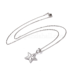 変色しない304ステンレススチール製五芒星ペンダントネックレス（女性用）  ステンレス鋼色  19.69インチ（50cm）&nbsp;STAS-E154-23P