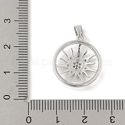 真鍮製マイクロパヴェキュービックジルコニアペンダント  太陽  プラチナ  20.5x18x4mm  穴：4x3.5mm&nbsp;KK-Z111-01P