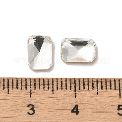 ガラスラインストーンカボション  ポイントバック＆バックメッキ  多面カット  長方形  クリスタル  8x5.5x2.5mm&nbsp;RGLA-P037-04B-001