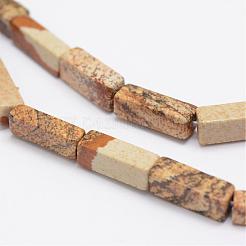 天然石ピクチャージャスパービーズ連売り  直方体の  13x5x5mm  穴：1mm  約29個/連  15.3インチ（39cm）&nbsp;G-E342-04