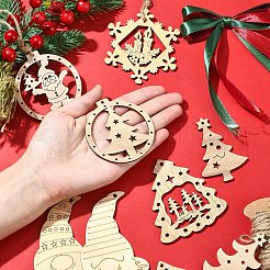20個 10スタイル クリスマステーマ 未染色木製ビッグペンダント  混合図形  28~129x47~71x2~3mm  穴：3~4mm  2個/スタイル&nbsp;WOOD-YW0001-25