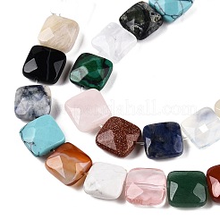 天然＆合成混合宝石ビーズ連売り  多面カット正方形  12~12.5x12~12.5x5.5~6mm  穴：1.2mm  約17個/連  8.07~8.4''（20.5~21センチメートル）&nbsp;G-T138-160