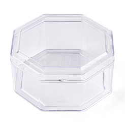 クリアプラスチックビーズ収納ケース  DIYアートクラフト用  ネイルダイヤ  ビーズ収納  八角形  透明  13x13x6.5cm&nbsp;CON-N013-04