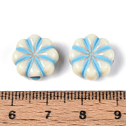 塗装された不透明アクリルビーズ  花  ライトスカイブルー  13x13.5x6mm  穴：3mm  約666個/500g&nbsp;OACR-T029-02M