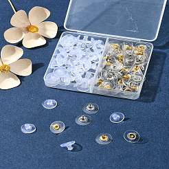 ブラス ブレット クラッチ ブレット クラッチ イヤリング バック パッド付き  プラスチック製ピアスキャッチ  プラチナ·ゴールデン  10~11x10~11x6~7mm  穴：0.7~1mm&nbsp;KK-FS0001-43