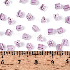 内側が透明な色のガラスシードビーズ  三角形  オールドローズ  3.4x3.4~3.8x3.4~3.8mm  穴：1mm  約7500個/ポンド&nbsp;SEED-T007-13J