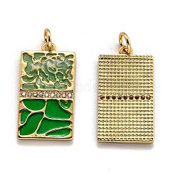 真鍮キュービックジルコニアチャーム  長持ちメッキ  エナメル  長方形  18KGP本金メッキ  22x12x2mm  穴：3.6mm&nbsp;ZIRC-O044-06G