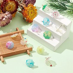 アクリルパーツ  金メッキ真鍮ループとABSプラスチックイミテーションパール付き  傘の形  ミックスカラー  20x20x20mm  穴：1.6mm  6色  2個/カラー  12個/箱&nbsp;KY-CJ0001-24