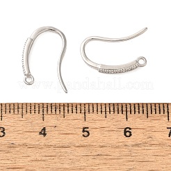 変色防止ロムジウムメッキスターリングシルバーピアスフック  キュービックジルコニア付き  プラチナ  18x2mm  穴：1.3mm  ピン：1mm&nbsp;STER-NH0011-01P