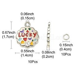 10本合金エナメルペンダント  花  ミックスカラー  10個の真鍮製丸カン付き  プラチナ  17x14x2mm  穴：1.5mm&nbsp;ENAM-YW0002-91